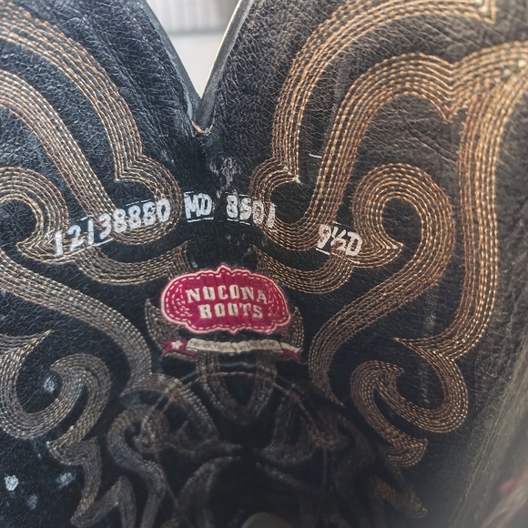 Nocona Full Quill Ostrich Western Boots Size 9.5 D Black/Red - Picture 11 of 12